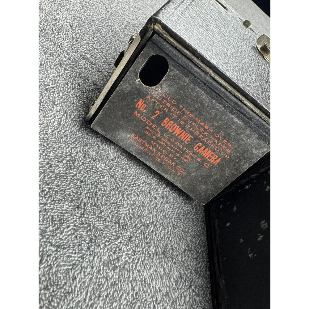 Vintage Kodak No 2 Brownie Box Camera Black with Leather Carrying Case Antique